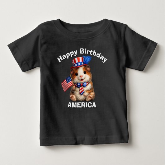 モルモット (5歳) 愛国少年Tシャツ ベビーTシャツ (正面)