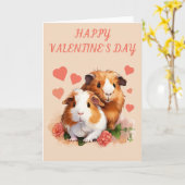 モルモットValentine's Card折り畳みグリーティングカード カード (黄色い花)