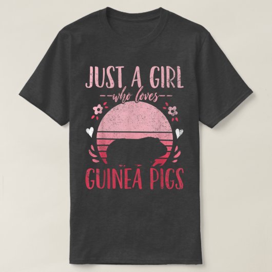 モルモットVintaモルモットを愛する女の子 Tシャツ (デザイン正面)