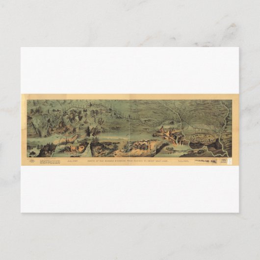 モルモンの開拓者の地図ナウボ素晴らしーからソルトレークへ ポストカード (正面)