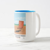 モレカンベサウスビーチランカシャー海辺のポスター ツートーンマグカップ (正面右)