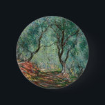 モレノガーデンズのオリーブの木(by Monet) 缶バッジ<br><div class="desc">このデザインは、印象派の画家クロード・モネ(1840-1926)の作品を特集している。オリーブの木々の美しい林が見える。モレノ公園は19世紀の観光客の名所人気があるで、イタリア北西部のボルディゲーラに位置していた生き延びが、現在のオリジナル庭園の一部に過ぎず、画家が作品を多く制作したことで「モネ公園」と呼ばれている。オリジナル絵画は1884年に完成。</div>