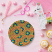 モレリアレトロフローラル模様焦げオレンジ ペーパープレート (パーティー)