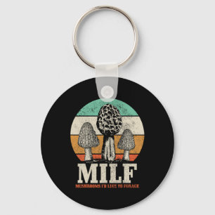 モレルキノコ狩りM.i.l.f.キノコ好き キーホルダー