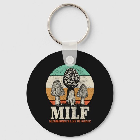 モレルキノコ狩りM.i.l.f.キノコ好き キーホルダー (正面)