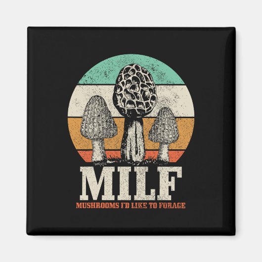 モレルキノコ狩りM.i.l.f.キノコ好き マグネット (正面)