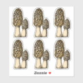 モレルマッシュルームヴィンテージ植物学イラストレーション シール (シート)