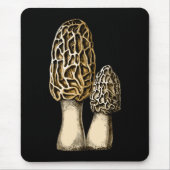 モレルマッシュルームヴィンテージ植物学イラストレーション マウスパッド (正面)