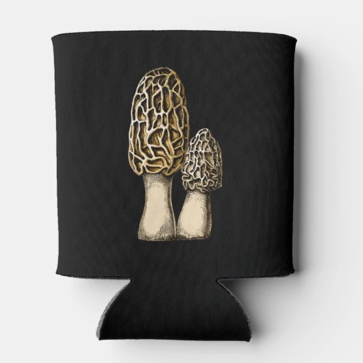 モレルマッシュルームヴィンテージ植物学イラストレーション 缶クーラー (裏面)