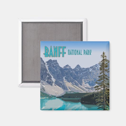 モレーヌレイクバンフ国立公園カナダヴィンテージ マグネット (正面/裏面)