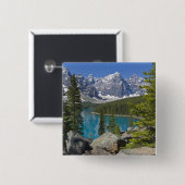 モレーヌレイク、カナダロッキー、カナダ、アルベルタ 缶バッジ (正面&裏面)