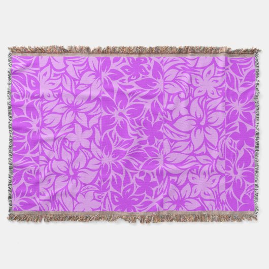 モロアベイハワイアンハイビスカストーンストライプブランケット スローブランケット (正面)