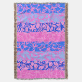 モロアベイハワイアンハイビスカスブラストライプのケット スローブランケット (正面縦)