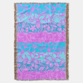 モロアベイハワイアンハイビスカスブラストライプのケット スローブランケット (正面縦)