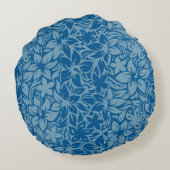 モロアベイハワイアンハイビスカスリバーシストライプのブル ラウンドクッション (裏面)
