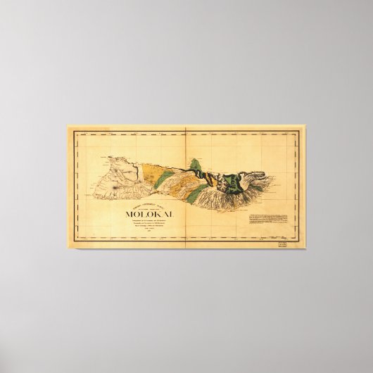 モロカイの地図ハワイアン島(1897) キャンバスプリント (正面)