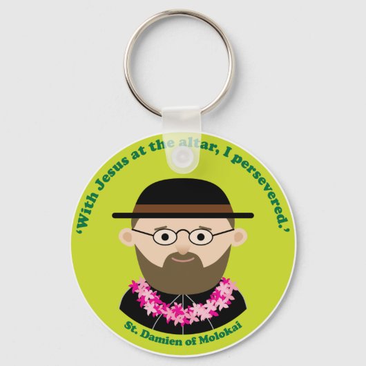 モロカイの聖ダミアン キーホルダー (正面)