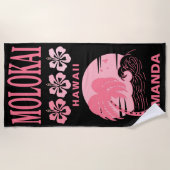 モロカイハワイピンクビーチバチェロレッテ ビーチタオル (正面)