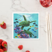 モロキニコーブハワイアンウミガメ熱帯 スタンダードカクテルナプキン (インサイチュ)