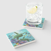 モロキニコーブハワイアンウミガメ熱帯 ストーンコースター (横)