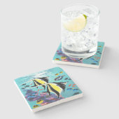 モロキニコーブハワイアンエンジェルフィッシュトロピカル ストーンコースター (横)