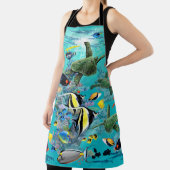 モロキニコーブハワイアントロピカルフィッシュイラストレーション エプロン (インサイチュ)