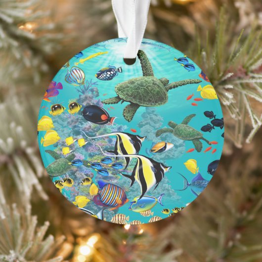 モロキニコーブハワイアントロピカルフィッシュイラストレーション オーナメント (ツリー)