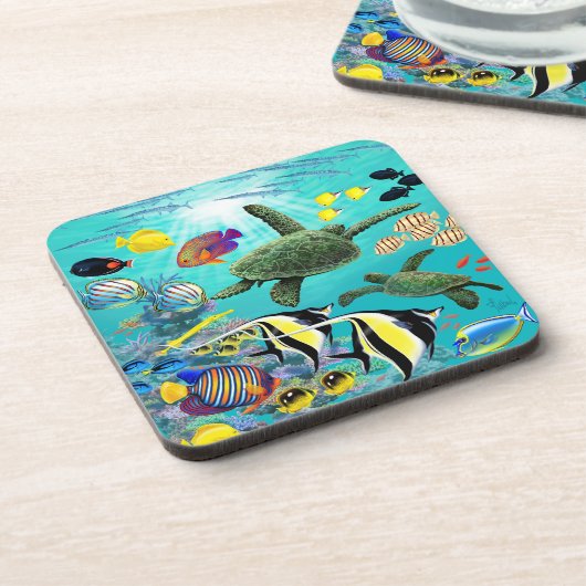 モロキニコーブハワイアントロピカルフィッシュシーカメ コースター (左側)