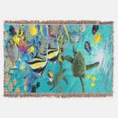 モロキニコーブハワイアントロピカルフィッシュシーカメ スローブランケット (正面)