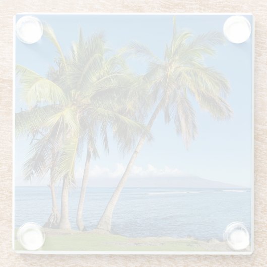 モロキニハワイのラハイナマウイパームツリーズ ガラスコースター (裏面)
