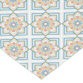 モロッカンに憧れるタイル柄・ブルー×オレンジ ショートテーブルランナー (コーナー)