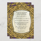 モロッカンスワールスクロールゴールドグリッターエレガントウェディング 招待状 (正面/裏面)