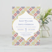 モロッカンタイルパターン カラフルな結婚式の招待状 招待状 (スタンド正面)