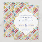 モロッカンタイルパターン カラフルな結婚式の招待状 招待状 (正面/裏面)