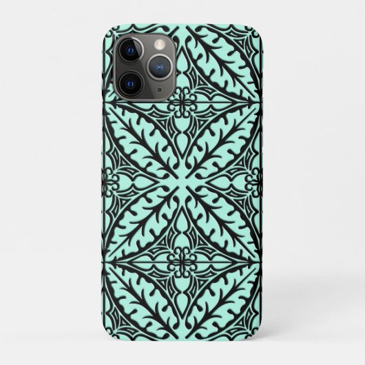 モロッカンタイル - アクアブルーとブラック Case-Mate iPhoneケース (裏)