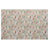 モロッカンタイル - 緑,黒,赤 ファブリック (ヤード)