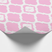 モロッカントレリスピンクと白のモノグラムラップ ラッピングペーパー (角)