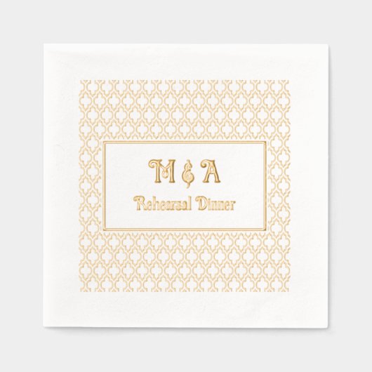 モロッカン クワトロフォイル どんな行事でも リハーサルディナー 箔ナプキン (正面)