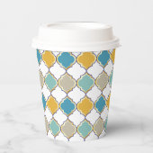 モロッカン パターン 黄色 青 金色 結婚式 紙コップ (正面)
