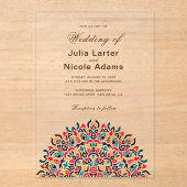 モロッカン ラティス ジオメトリック マンダラ ウェディング アクリル招待状 (正面)