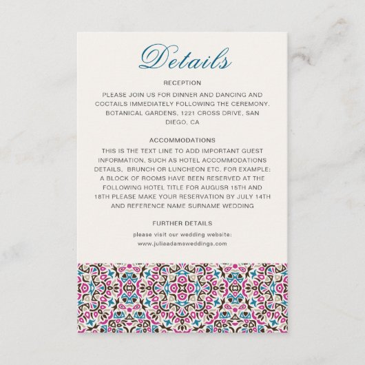 モロッカン ラティス ジオメトリック マンダラ ウェディング エンクロージャーカード (正面)