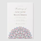 モロッカン ラティス ジオメトリック マンダラ ウェディング ベラム紙招待状 (正面)
