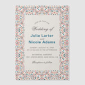 モロッカン ラティス ジオメトリック マンダラ ウェディング ベラム紙招待状 (正面)