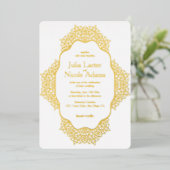 モロッカン ラティス ジオメトリック マンダラ ウェディング 箔招待状 (立ち正面)