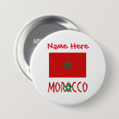 モロッコおよびモロッコ国旗の赤個人用設定 缶バッジ (正面&裏面)