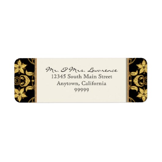 モロッコつる植物フローラダマスクフォーマルグリッター結婚ズ ラベル (正面)