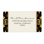 モロッコつる植物フローラダマスクフォーマルグリッター結婚ズ ラベル (正面)