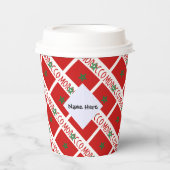 モロッコとモロッコの国旗のタイル貼り 紙コップ (正面)