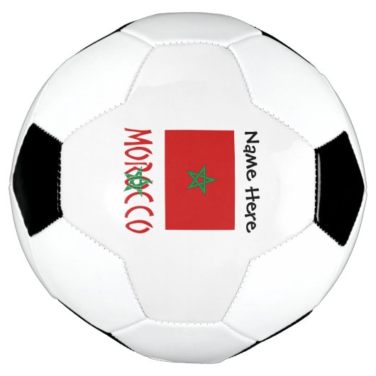 モロッコとモロッコ国旗と名つきサッカー場 サッカーボール (回転)