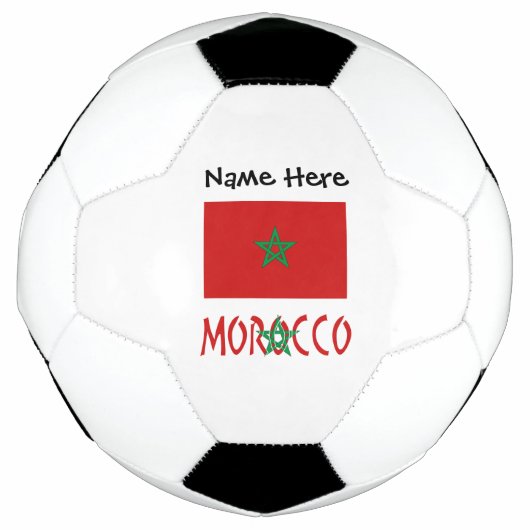 モロッコとモロッコ国旗 あなたの名前 サッカー バ サッカーボール (正面)
